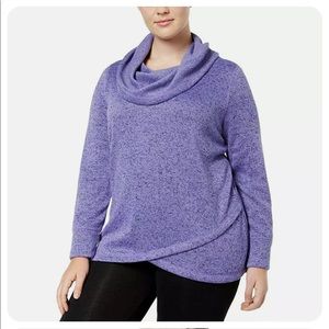 Ideology Purple Cowl Neck Fleece Sweater Top Sz 1X